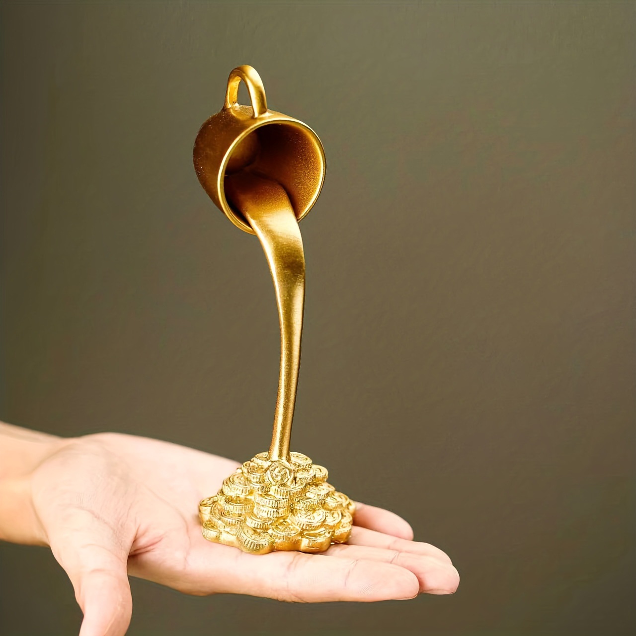 Newton Cradle Large - Floating Liquid Gold Mug Sculpture Kitchen